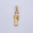 Dije San Judas Tadeo 4.25gr / 4.1cm / Circones Verdes Blancos Dos Oros Amarillo Blanco 18K &