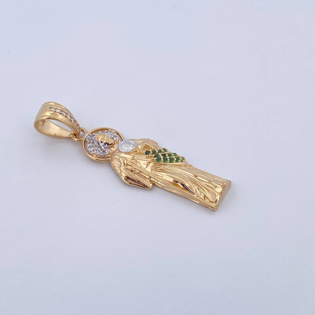 Dije San Judas 4.2gr / 4.1cm / Circones Blancos Verdes Dos Oros Amarillo Blanco 18K $
