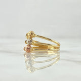 Anillo Tres Aros 2.35gr / T5 1/4 / 4mm Bolas Diamantadas Movil Oro Amarillo 18K