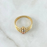 Anillo Tres Aros 2.35gr / T5 1/4 / 4mm Bolas Diamantadas Movil Oro Amarillo 18K