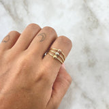 Anillo Tres Aros 2.35gr / T5 1/4 / 4mm Bolas Diamantadas Movil Oro Amarillo 18K