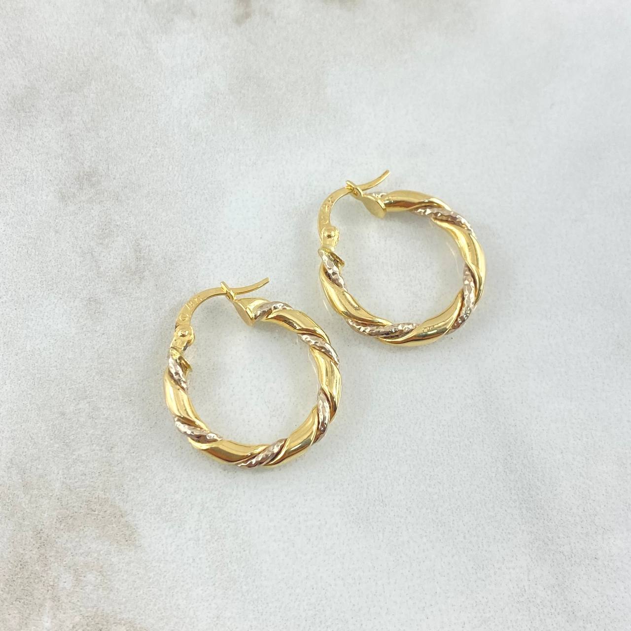 Candongas Axel 1.9g / 2.3cm Dos Oros Amarillo Blanco 18K
