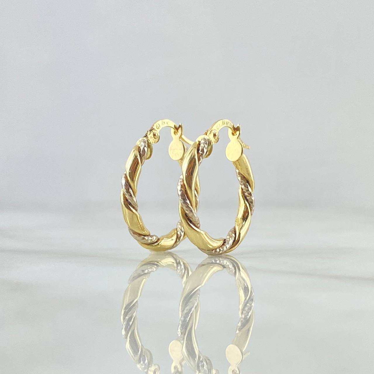 Candongas Rox 2.1gr / 2.2cm / Punteadas Dos Oros Amarillo Blanco 18K
