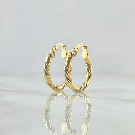 Candongas Rox 2.1gr / 2.2cm / Punteadas Dos Oros Amarillo Blanco 18K