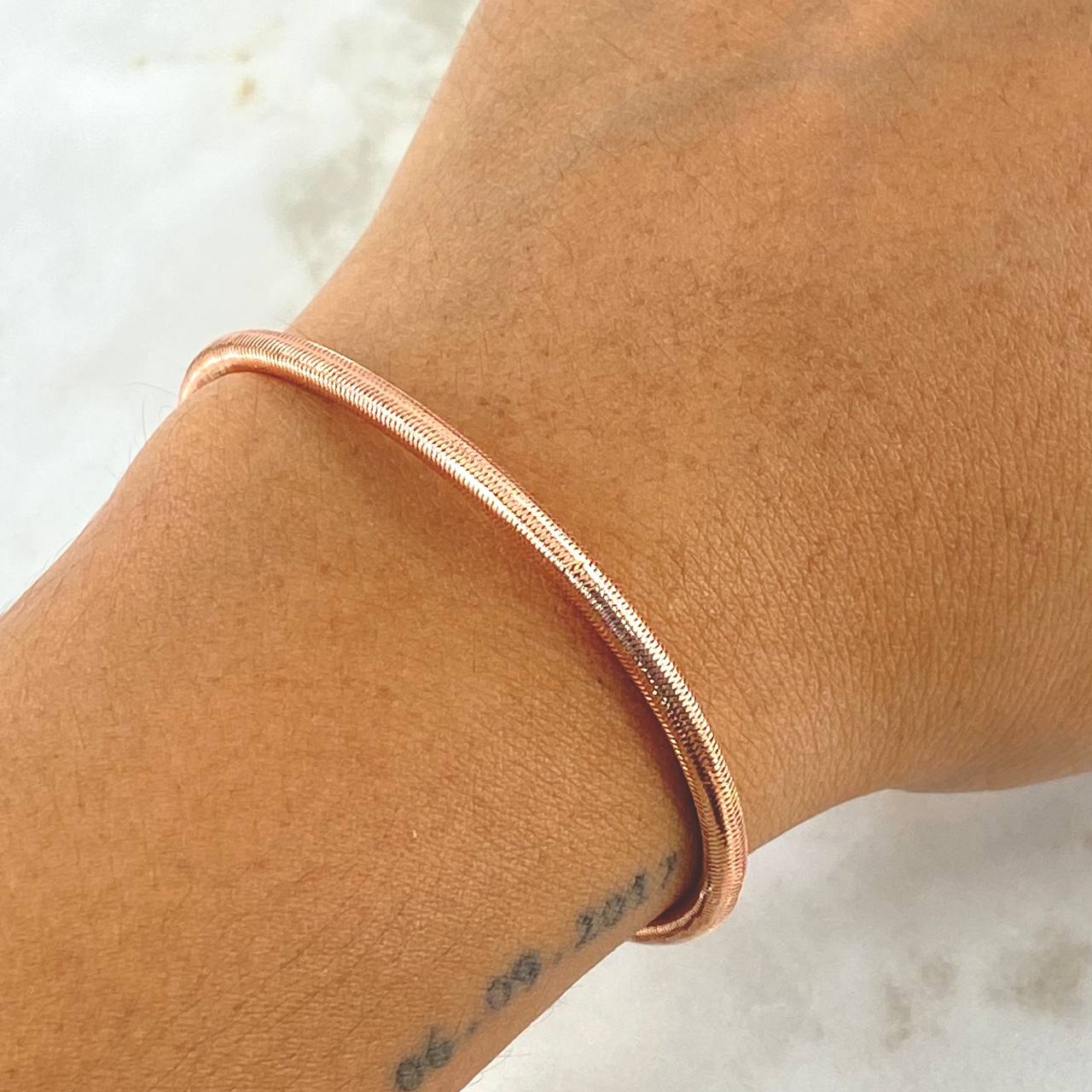 Pulso Aro Reticulado 1.4gr / 17cm-19cm / 3mm Oro Rosa +4 18K