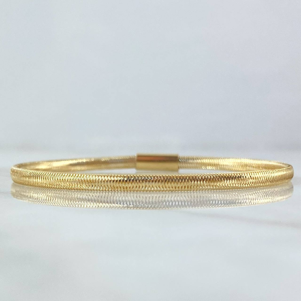 Pulso Aro Reticulado Plano 0.8gr / 16.5cm-18.5cm / 1.6mm-3mm Oro Amarillo +4 18K ©