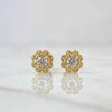 Topos Flor Margarita 1.2gr / 7mm Circones Blancos Oro Amarillo 18K ©