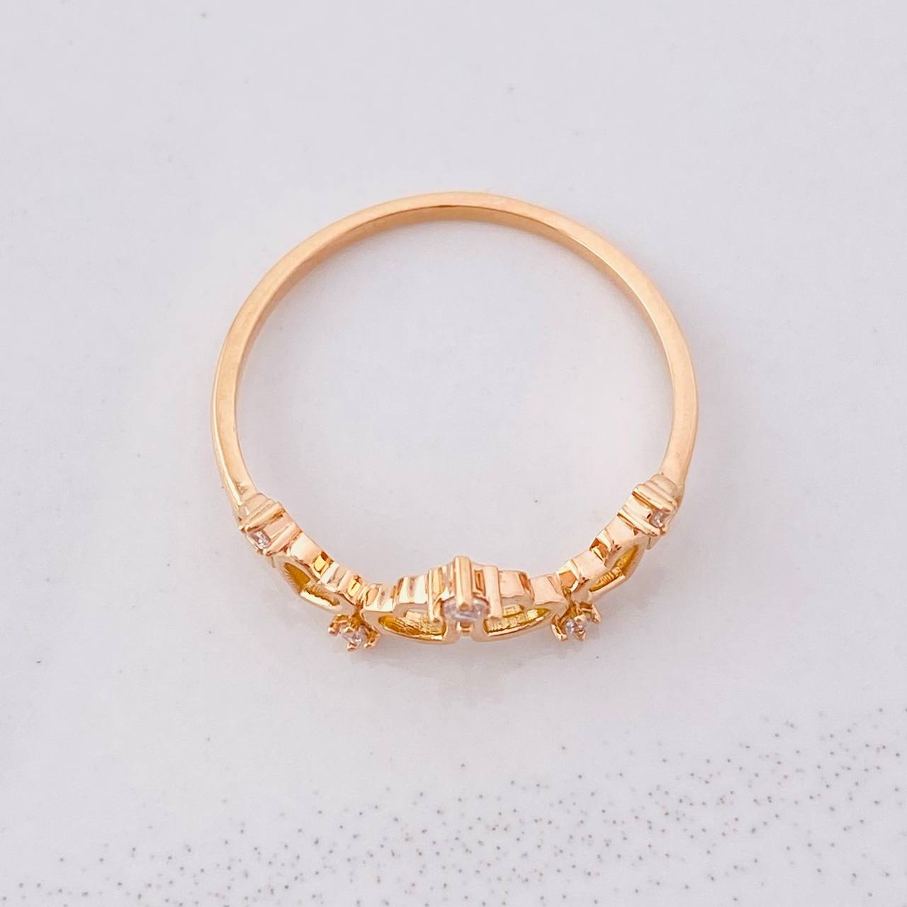 Anillo Corazones Corona 1.55g / T7 3/4 Oro Rosa 18K