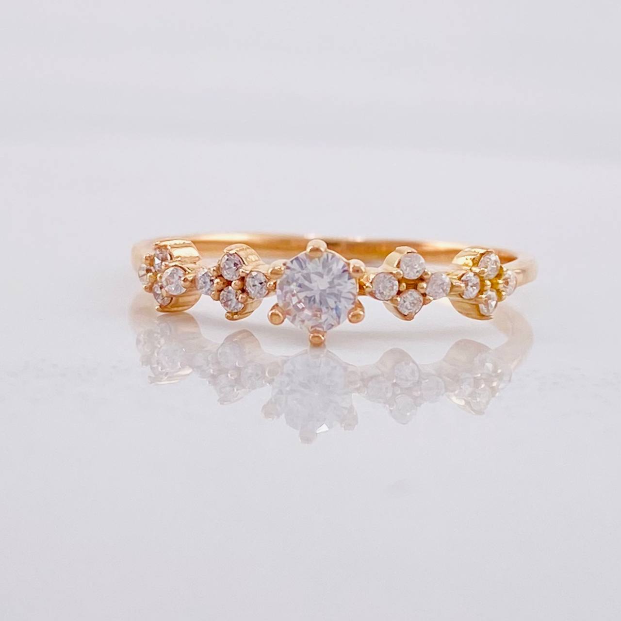 Anillo Carril Chispas 1.55g / T7 Oro Rosa 18K