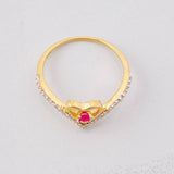 Anillo V Corazón 1.95g / T7 1/2 Oro Amarillo 18K