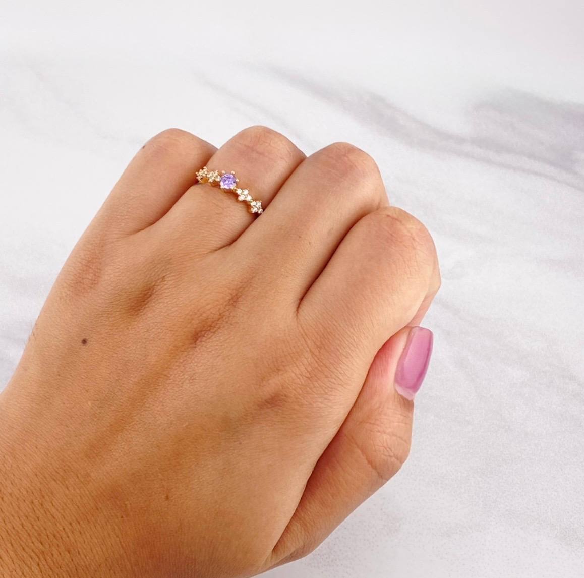Anillo Carril Chispas 1.5g / T5 3/4 Oro Amarillo 18K
