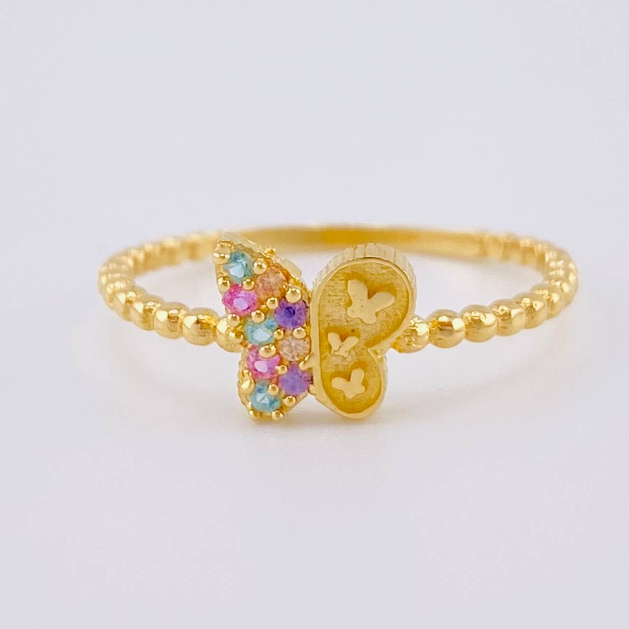 Anillo Mariposa Mate 1.45 g / T7 1/4 Oro Amarillo 18K