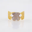 Anillo Osos Ts 3.65gr / T7 3/4 / Dos Oros Amarillo Blanco 18K