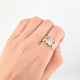 Anillo Osos Ts 3.65gr / T7 3/4 / Dos Oros Amarillo Blanco 18K