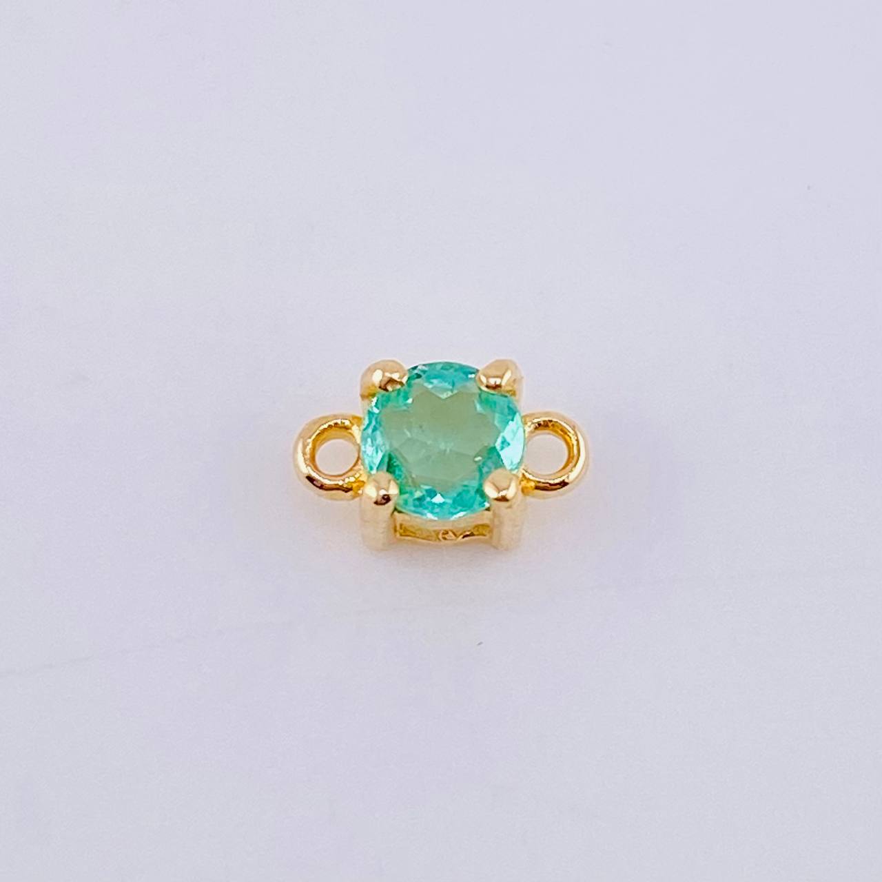 Herraje Piedra Circular Esmeralda 23pts 0.4gr / 0.7cm / Oro Amarillo 18K