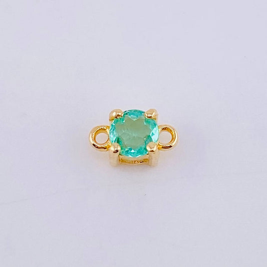 Herraje Piedra Circular Esmeralda 23pts 0.4gr / 0.7cm / Oro Amarillo 18K
