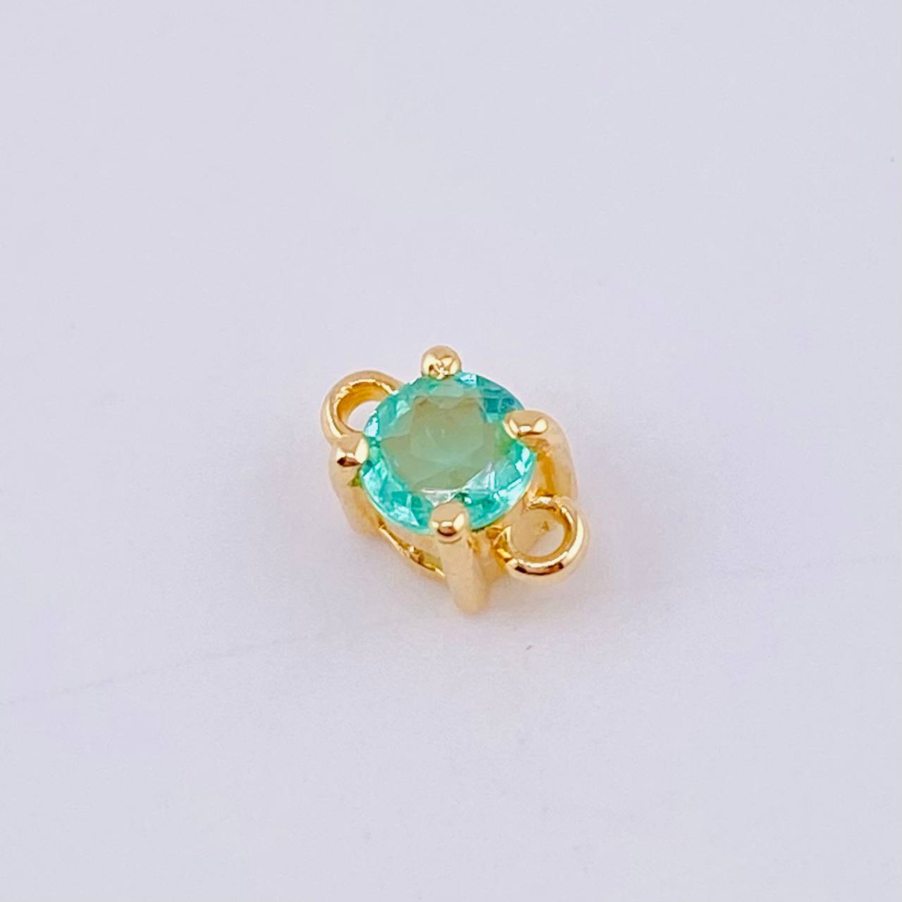 Herraje Piedra Circular Esmeralda 23pts 0.4gr / 0.7cm / Oro Amarillo 18K