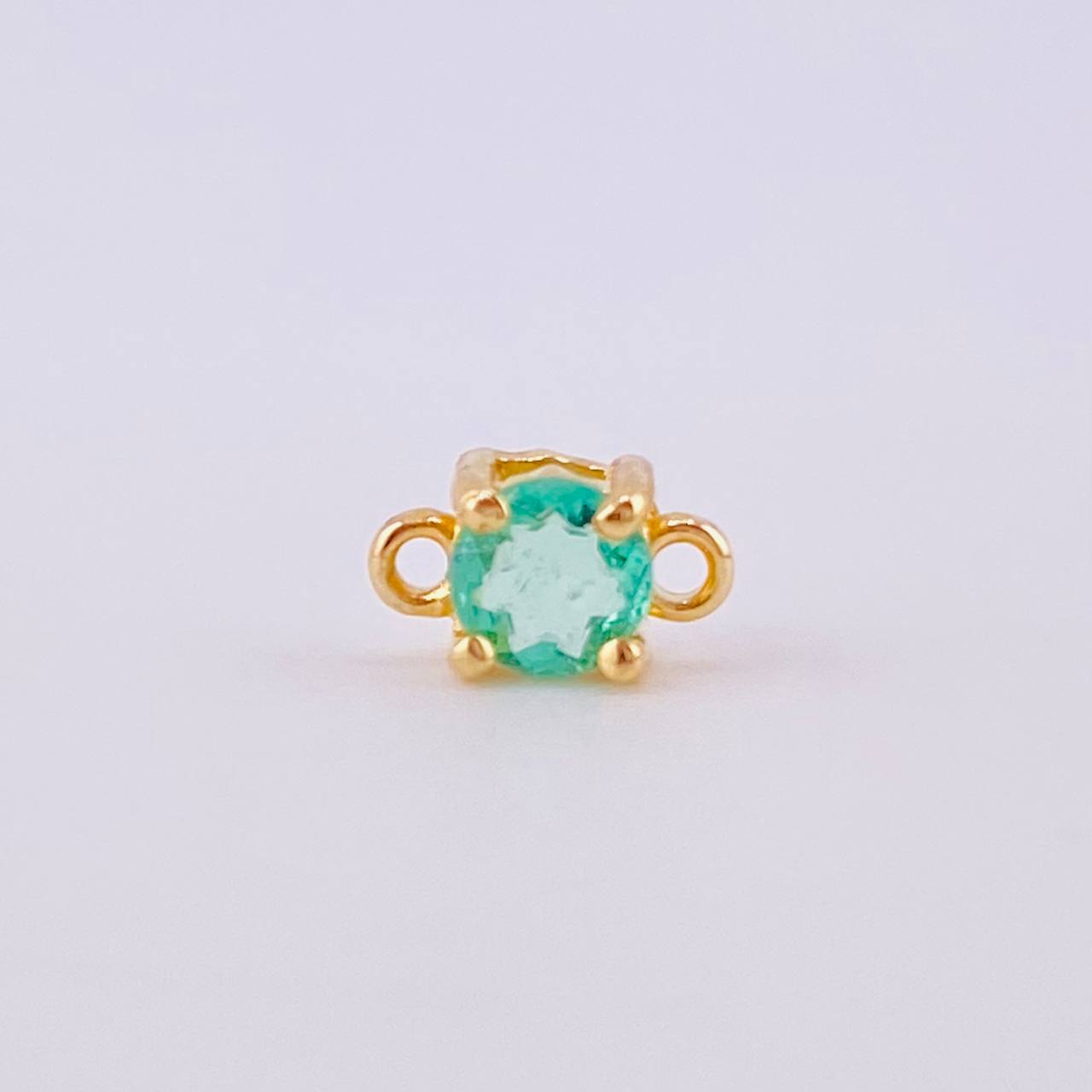 Herraje Piedra Circular Esmeralda 23pts 0.4gr / 0.7cm / Oro Amarillo 18K