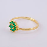 Anillo Girasol Esmeraldas 25pts 1.75gr / T7 1/2 / Oro Amarillo 18K ©