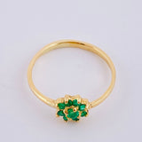 Anillo Girasol Esmeraldas 25pts 1.75gr / T7 1/2 / Oro Amarillo 18K ©