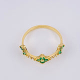 Anillo Trío Trebol Esmeraldas 25pts Diamantes 8pts 2.15gr / T6 3/4 / Oro Amarillo 18K ©