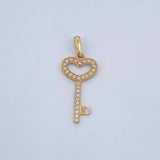Dije Llave Corazon 1.3gr / 3cm / Oro 18K &