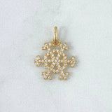 Dije Copo de Nieve 1.55gr / 2cm / Circones Blancos Oro Amarillo 18K ©