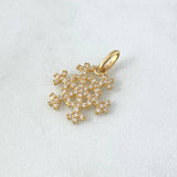 Dije Copo de Nieve 1.55gr / 2cm / Circones Blancos Oro Amarillo 18K ©