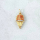 Dije Helado 1.6gr / 2cm / Circones Blancos - Naranajados Oro Amarillo 18K (Oferta) ©