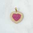 Dije Corazón 5.05gr / 2.8cm / Circones Blancos - Fucsias Oro Amarillo 18K ©