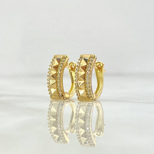 Candongas Omega Lineales Triangulos 4.75gr / 1.4cm / Circones Blancos Oro Amarillo 18K ©