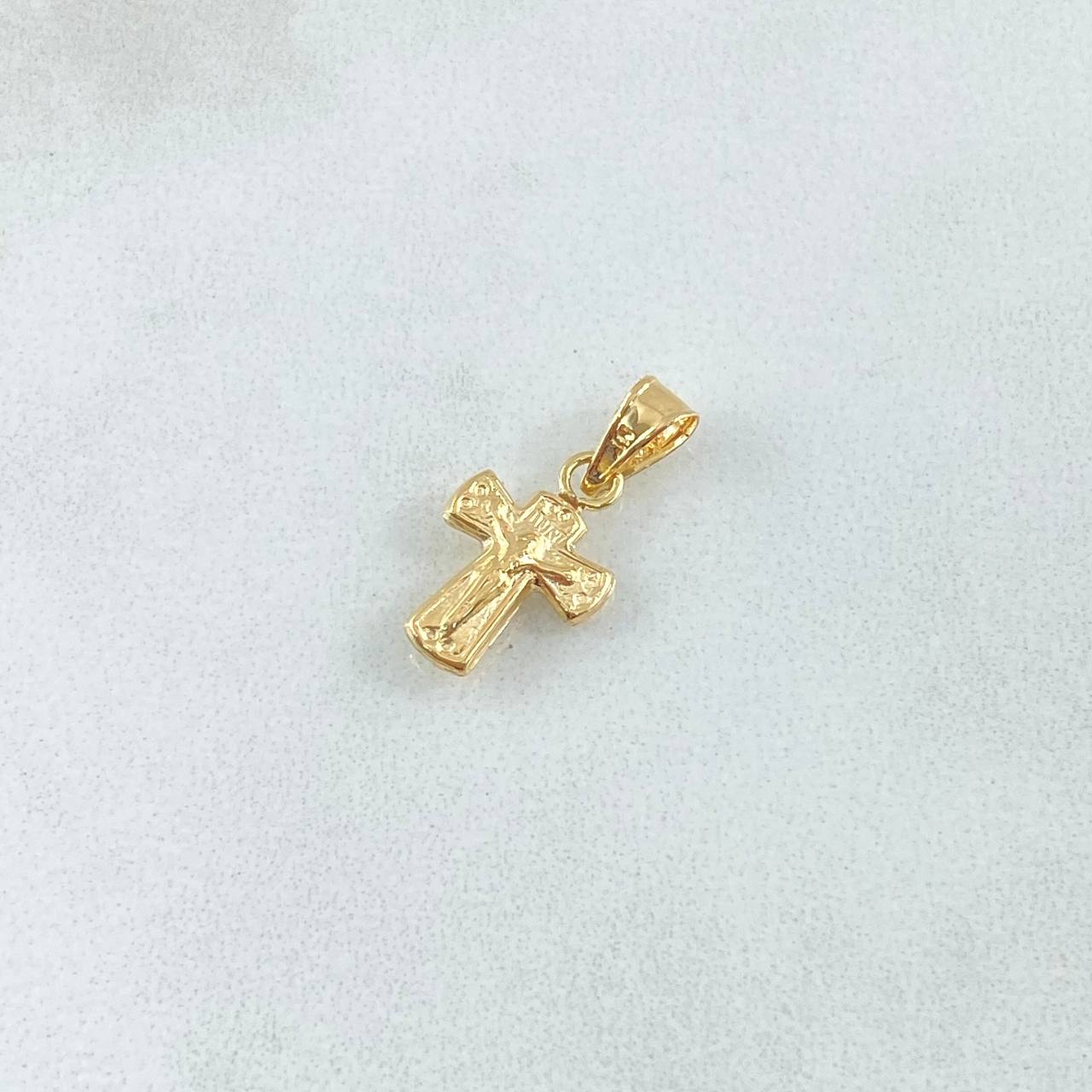 Dije Cruz Cristo 0.4gr / 1.8cm / Puntas Ovaladas Oro Amarillo 18K