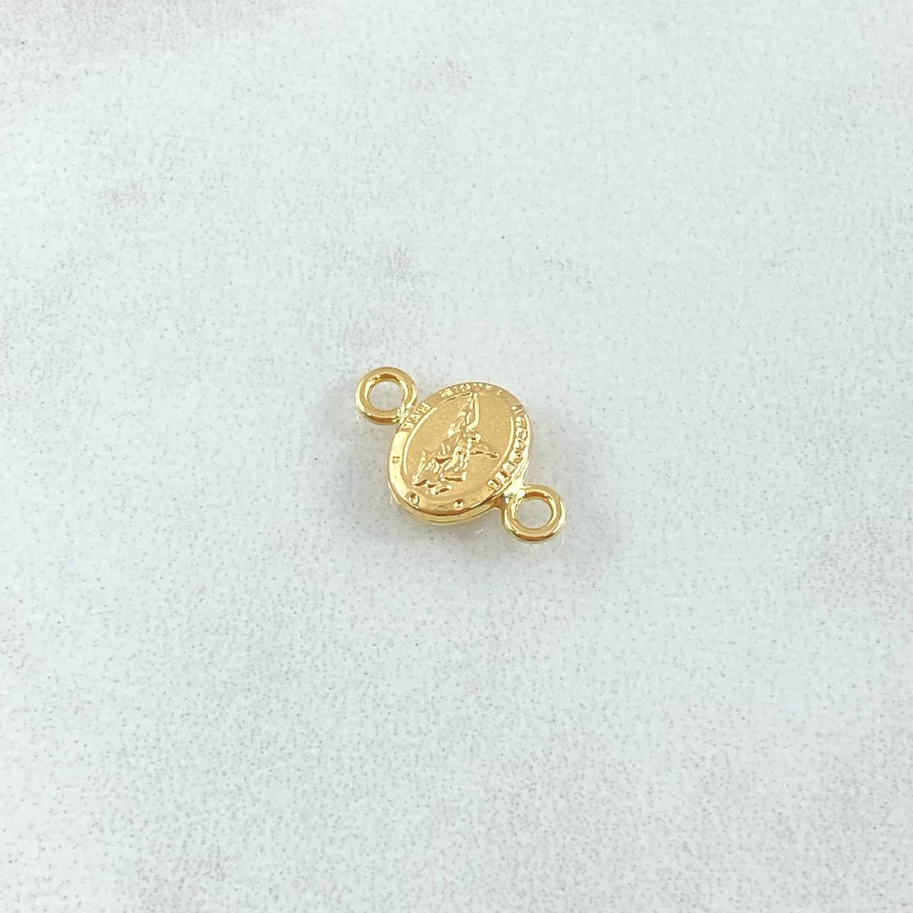 Herraje San Miguel Arcangel 0.35gr / 1.5cm / Ovalo Mate Oro Amarillo 18K