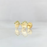 Topos Silueta Corona RX 0.75gr / 7.2mm Circones Verdes Oro Amarillo 18K ©