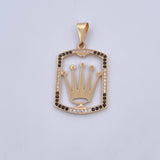 Dije Corona RX 3.6gr / 3.9cm / Circones Negros Blancos Oro Amarillo 18K &