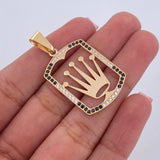 Dije Corona RX 3.6gr / 3.9cm / Circones Negros Blancos Oro Amarillo 18K &