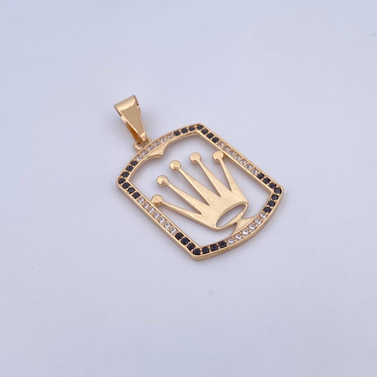 Dije Corona RX 3.6gr / 3.9cm / Circones Negros Blancos Oro Amarillo 18K &