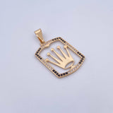 Dije Corona RX 3.6gr / 3.9cm / Circones Negros Blancos Oro Amarillo 18K &