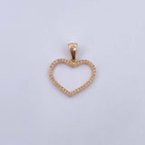 Dije Silueta Corazon 1.7gr / 2.5cm / Circones Blancos Oro Amarillo 18K &