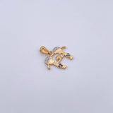 Dije Niños 1.6gr / 2cm / Circones Azules Blancos Dos Oros Amarillo Blanco 18K &