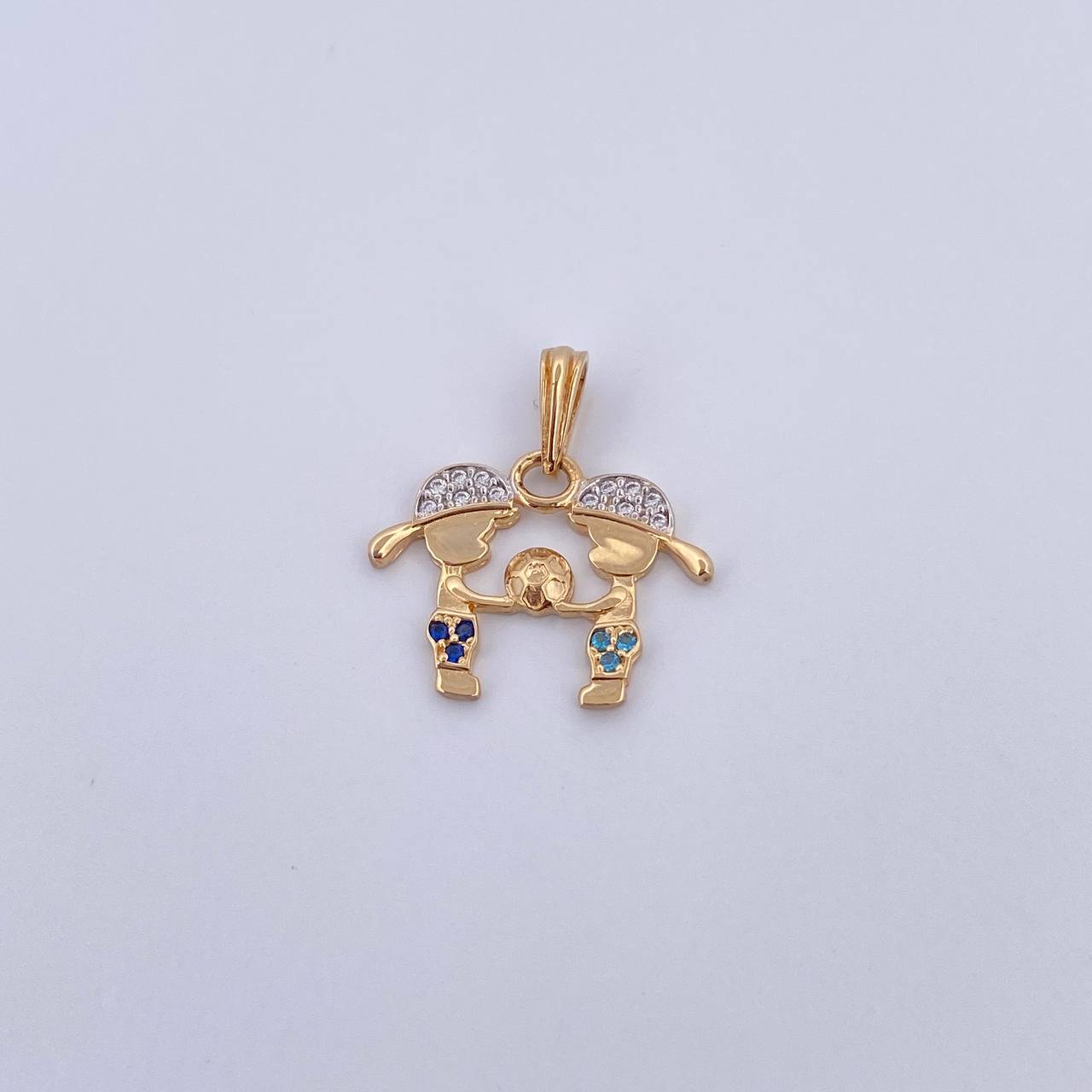 Dije Niños 1.6gr / 2cm / Circones Azules Blancos Dos Oros Amarillo Blanco 18K &