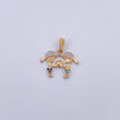 Dije Niños 1.6gr / 2cm / Circones Azules Blancos Dos Oros Amarillo Blanco 18K &