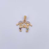 Dije Niños 1.6gr / 2cm / Circones Azules Blancos Dos Oros Amarillo Blanco 18K &