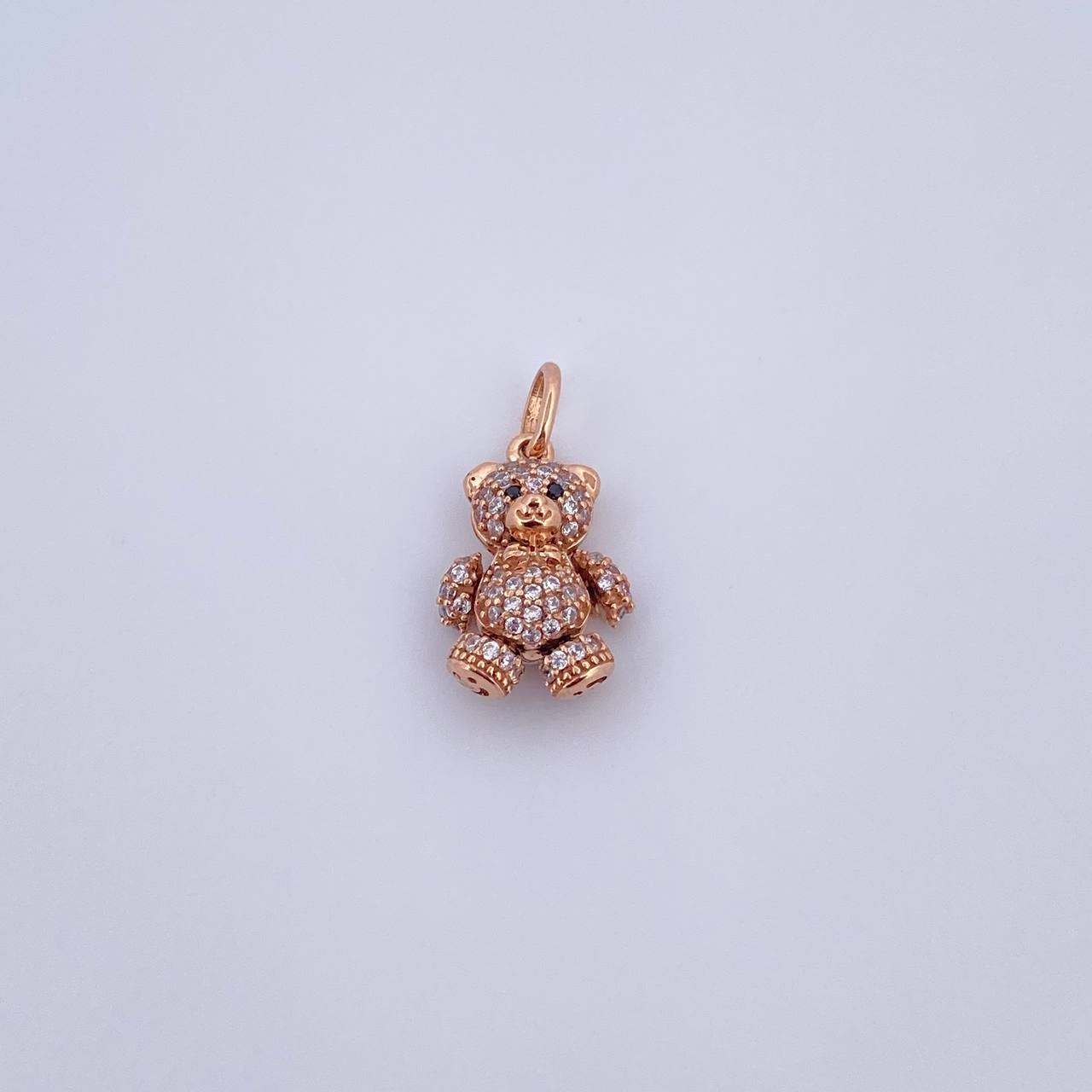 Dije Oso Articulado Mini 2.25gr / 2cm / Circones Blancos Oro Rosa 18K &