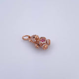 Dije Oso Articulado Mini 2.35gr / 2cm / Circones Blancos Negros Fucsias  Oro Rosa 18K &