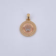 Dije Medalla Corona RX 4.4gr / 3.1cm / Circones Blancos Tres Oros 18K &