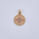 Dije Medalla Corona RX 4.4gr / 3.1cm / Circones Blancos Tres Oros 18K &