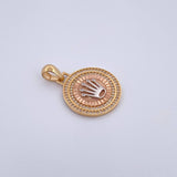 Dije Medalla Corona RX 4.4gr / 3.1cm / Circones Blancos Tres Oros 18K &