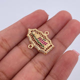Herraje Virgen de Guadalupe 2.9gr / 2.3cm / Circones Fucsias Verdes Blancos Oro Amarillo 18K $