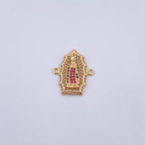 Herraje Virgen de Guadalupe 2.9gr / 2.3cm / Circones Fucsias Verdes Blancos Oro Amarillo 18K $